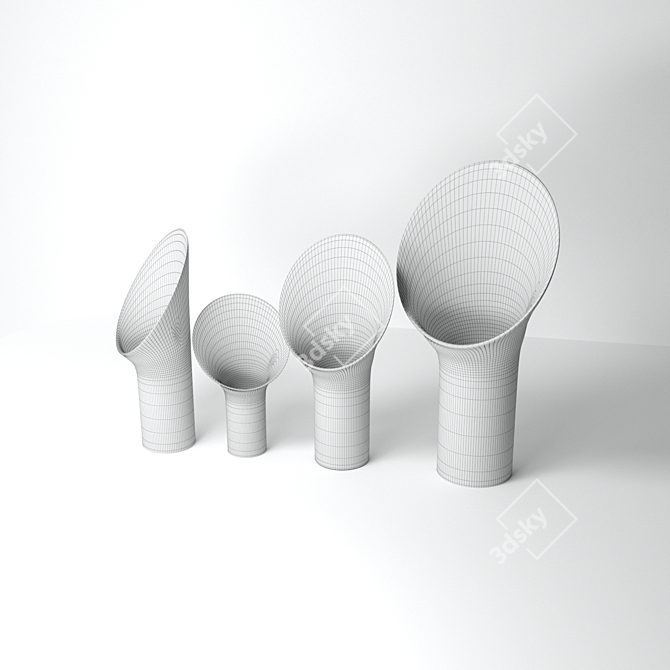 Elegant Set of 4 Vases 3D model image 2