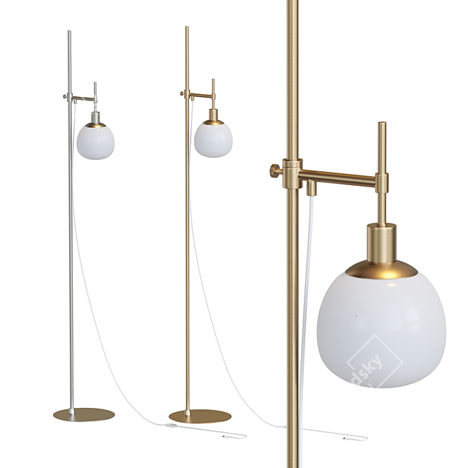 Elegant Glass Shade Floor Lamp 3D model image 1