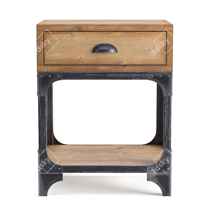 Vintage Industrial Side Table 3D model image 2