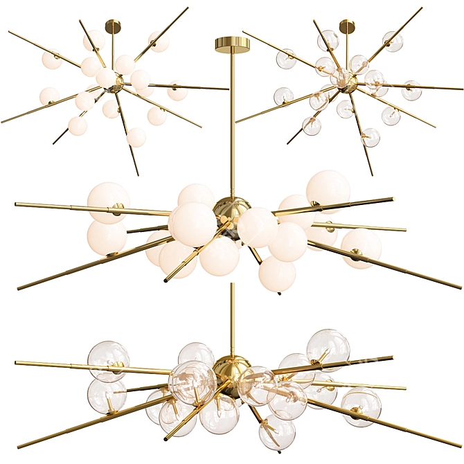 Cherry Bomb Gold Chandelier - Elegant 16-Ball Lighting 3D model image 1