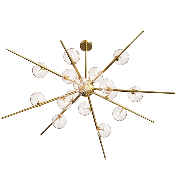 Cherry Bomb Gold Chandelier - Elegant 16-Ball Lighting 3D model image 2