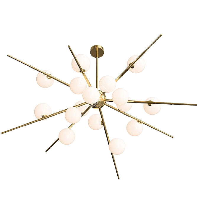 Cherry Bomb Gold Chandelier - Elegant 16-Ball Lighting 3D model image 3