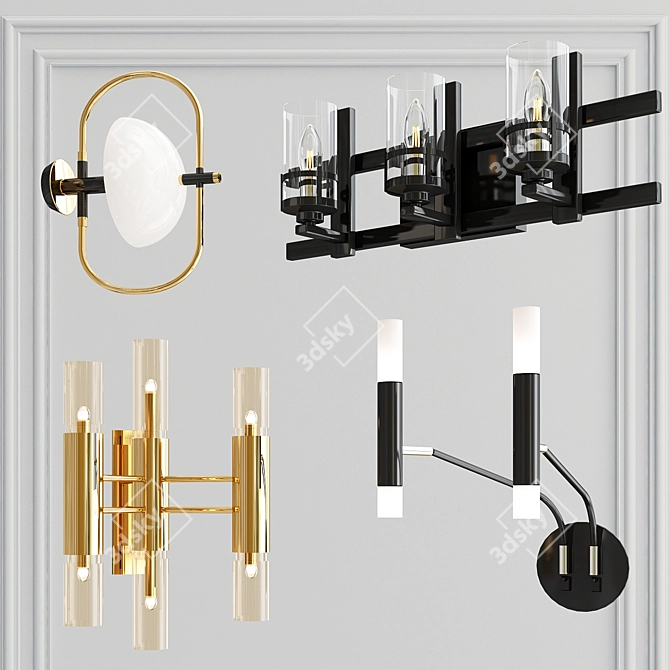 Contemporary Glass Wall Sconce
Elegant Black Metal Wall Lamp
Golden Semi-Circular Wall Light
Sophisticated Amber 3D model image 1