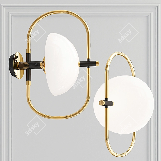 Contemporary Glass Wall Sconce
Elegant Black Metal Wall Lamp
Golden Semi-Circular Wall Light
Sophisticated Amber 3D model image 2