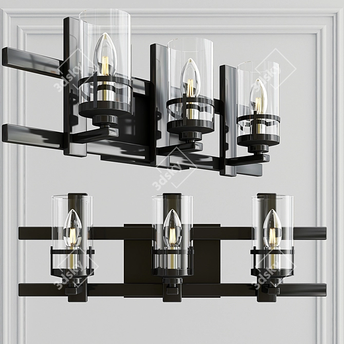 Contemporary Glass Wall Sconce
Elegant Black Metal Wall Lamp
Golden Semi-Circular Wall Light
Sophisticated Amber 3D model image 3