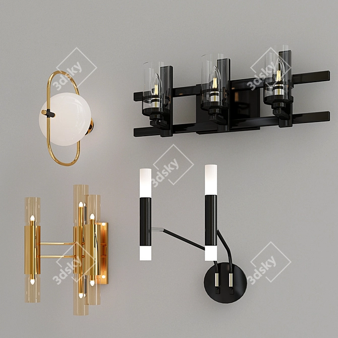 Contemporary Glass Wall Sconce
Elegant Black Metal Wall Lamp
Golden Semi-Circular Wall Light
Sophisticated Amber 3D model image 5