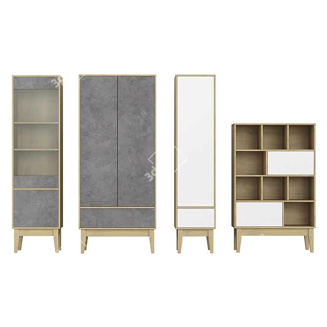 Griton Collection: Gray/White Cabinets 3D model image 1