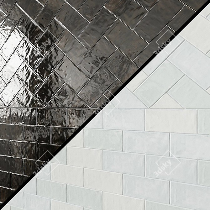 Zellige Nouveau Metro: Elegant Glossy Ceramics 3D model image 4