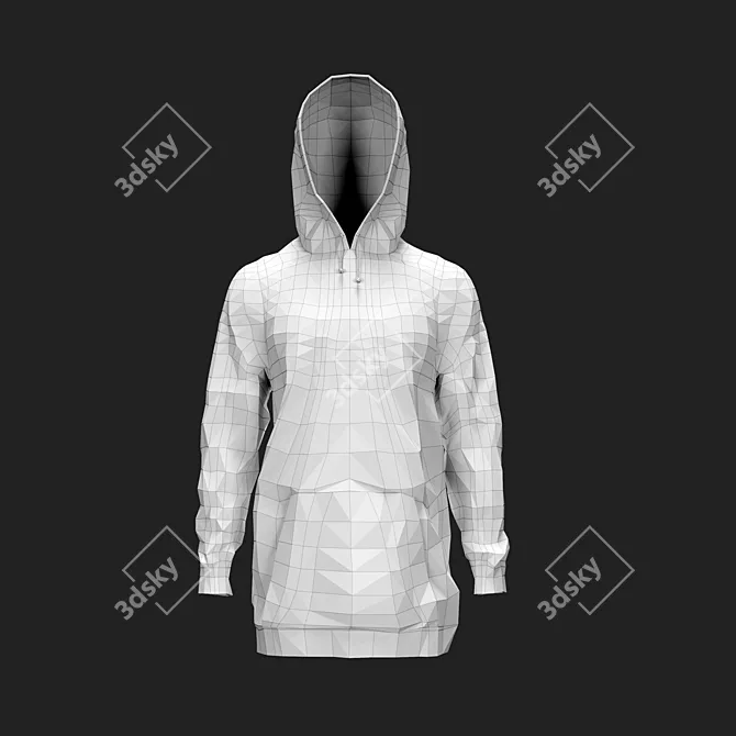 Logoless Low-Poly Hoodie: Sleek Style 3D model image 2