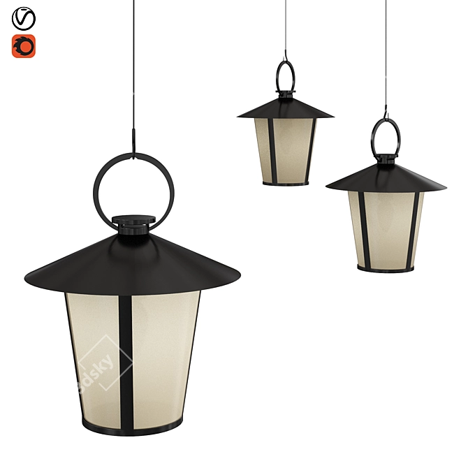 Elegant Passage Pendant Lamp 3D model image 1