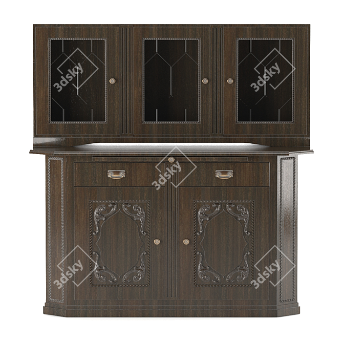 Elegant Wooden Glass Sideboard 3D model image 1