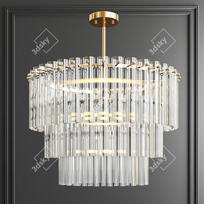 Elegant Antique Gold Chandelier 3D model image 1