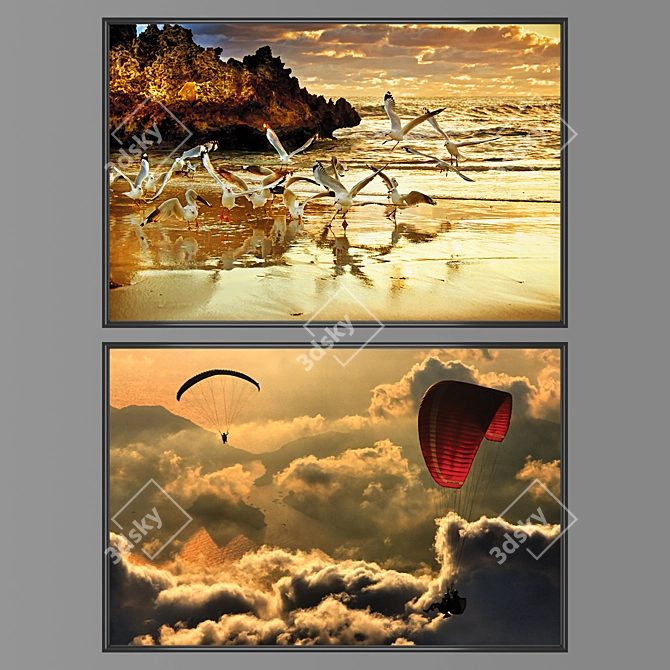 Modern Wall Art Set No.1413 3D model image 1