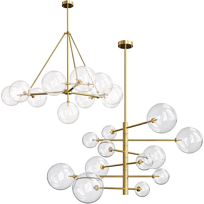 Elegant Chandelier Set: Argento & Bermude 3D model image 1