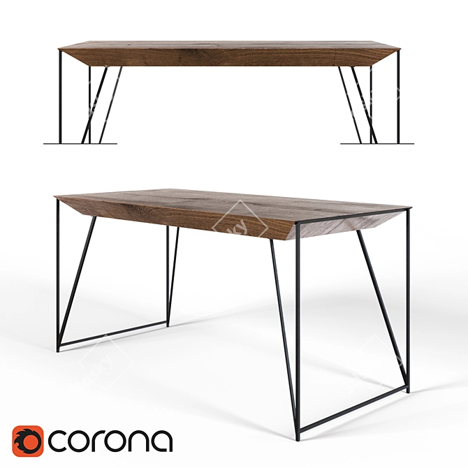 Francis Geometric Walnut Table 3D model image 1