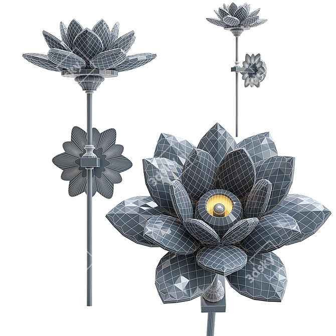 Lotus Crystal Wall Lamp: Elegant and Contemporary 3D model image 3