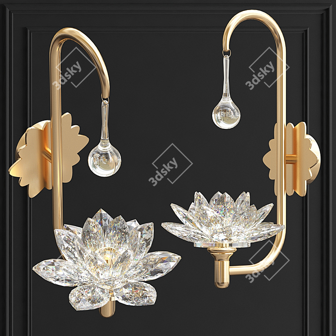 Crystal Lotus Flower Wall Light 3D model image 1