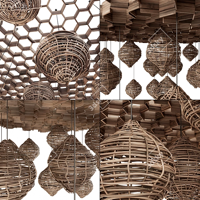 Beehive Branches Ceiling Decor 3D model image 5