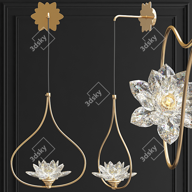 Title: Crystal Lotus Flower Sconce 3D model image 1