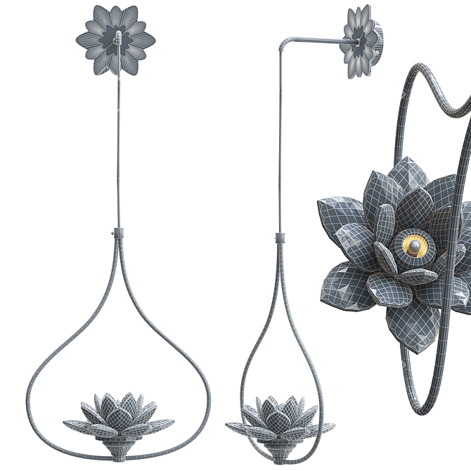 Title: Crystal Lotus Flower Sconce 3D model image 3