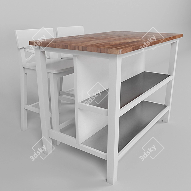 Sleek Kitchen Island: High Detail & Easy Edit 3D model image 2