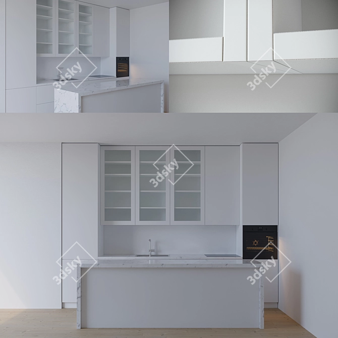 Modern-sized Detailed Kitchen 3D model image 1