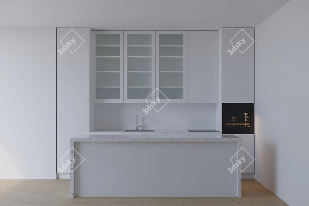 Modern-sized Detailed Kitchen 3D model image 2