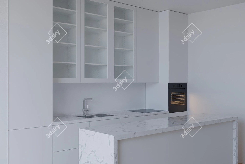 Modern-sized Detailed Kitchen 3D model image 3