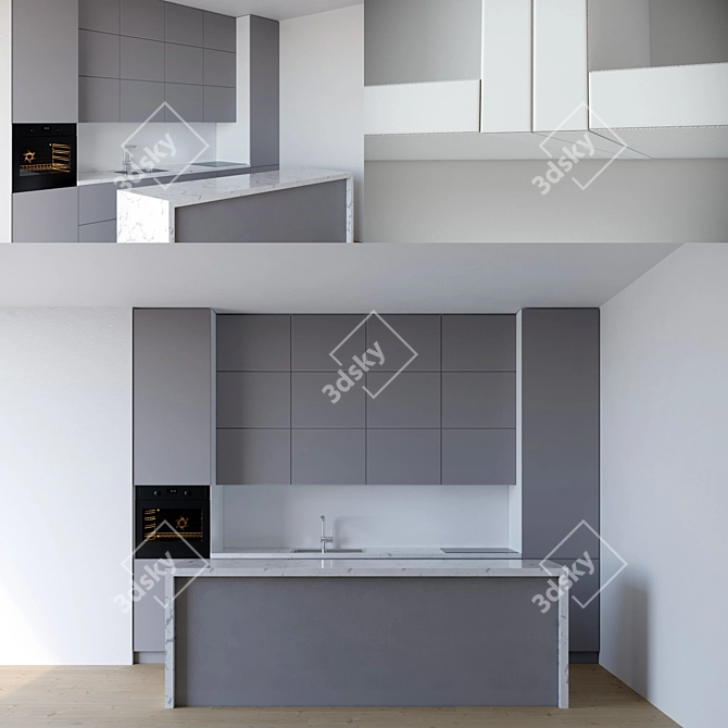 Modern Kitchen Set 3D model image 1