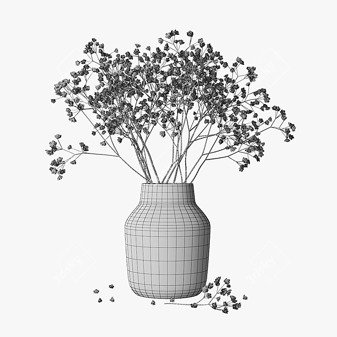 Elegant Gypsophila Bouquet 3D model image 4