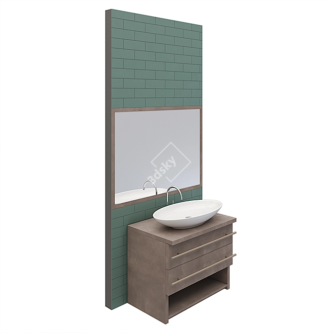 Modern Washbasin Cabinet: Stylish and Functional 3D model image 2