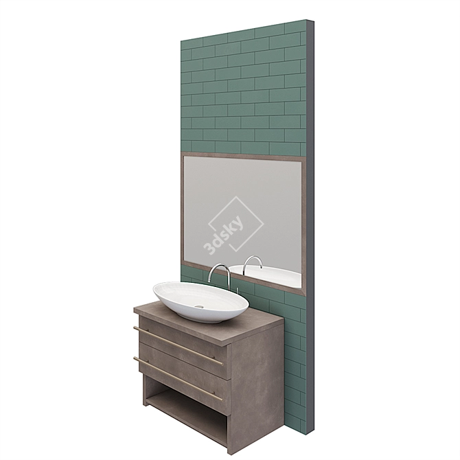 Modern Washbasin Cabinet: Stylish and Functional 3D model image 3