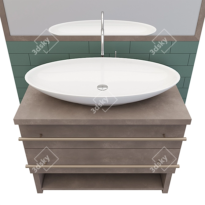 Modern Washbasin Cabinet: Stylish and Functional 3D model image 4