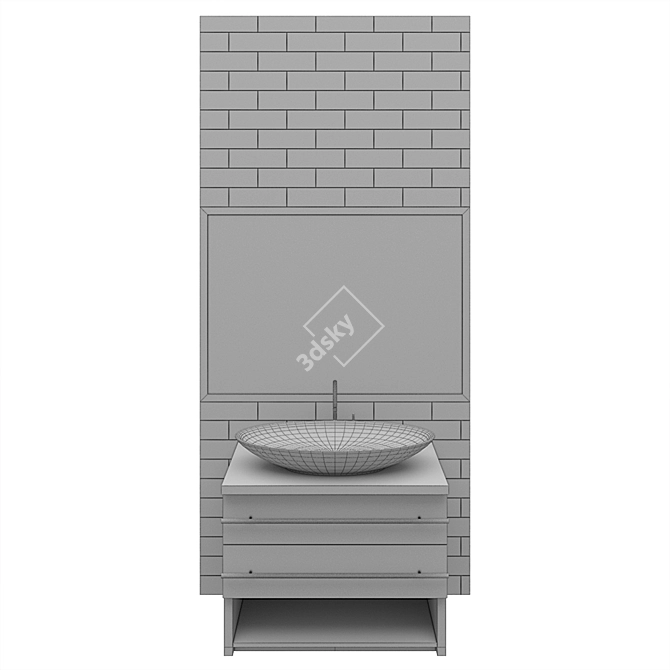 Modern Washbasin Cabinet: Stylish and Functional 3D model image 5
