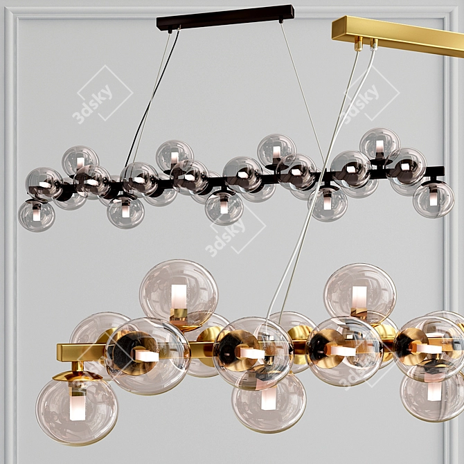 Elegant Gold Glass Pendant Light Set 3D model image 3