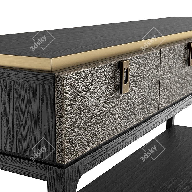 Luxury Leather and Brass Console 3D model image 7