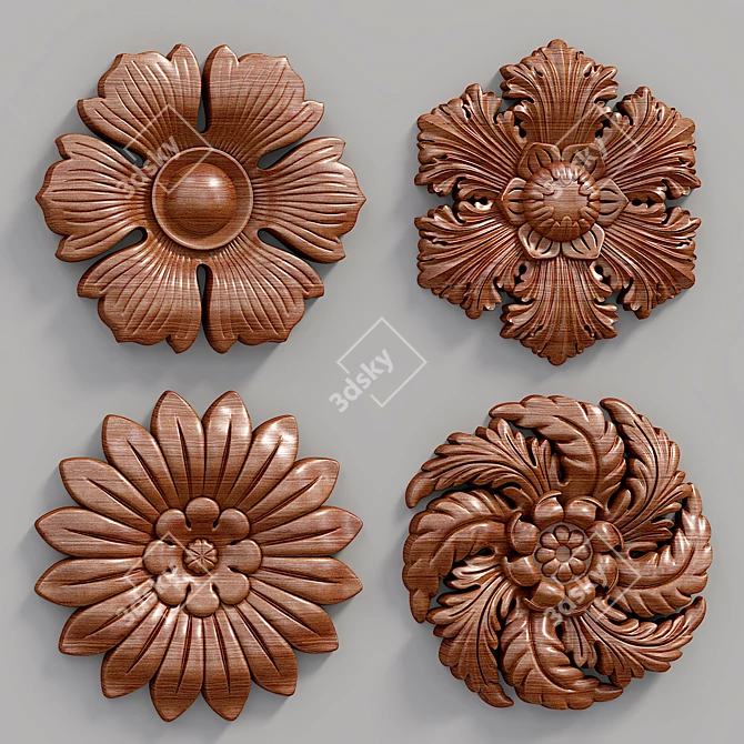 Dimensional Decorative Wall Rosettes 3D model image 3