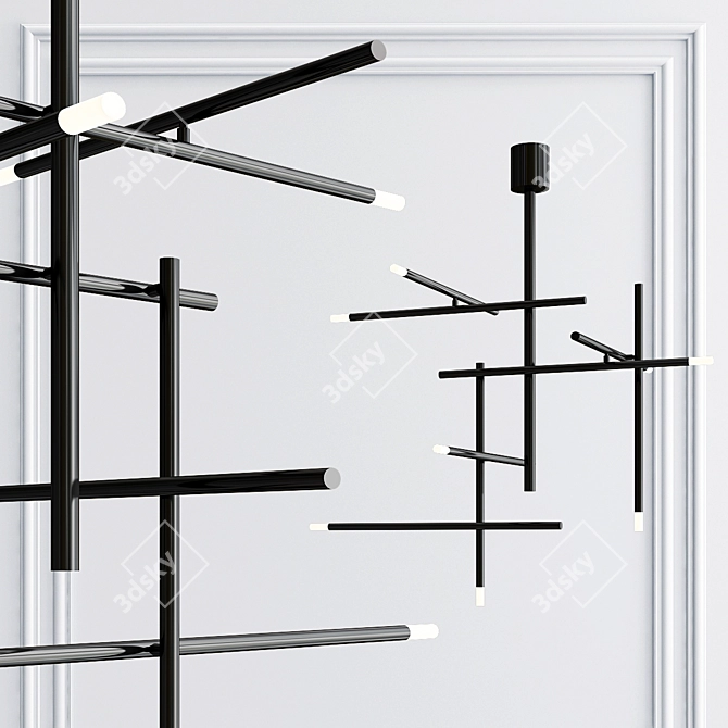 Sleek Dimmable Black LED Pendant 3D model image 1
