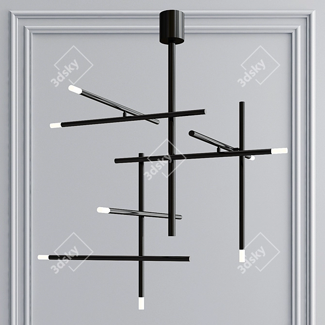 Sleek Dimmable Black LED Pendant 3D model image 2
