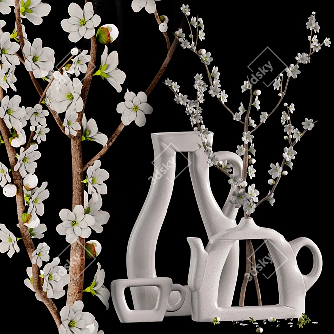 Cherry Blossom Decor Set: Elegant and Versatile 3D model image 2