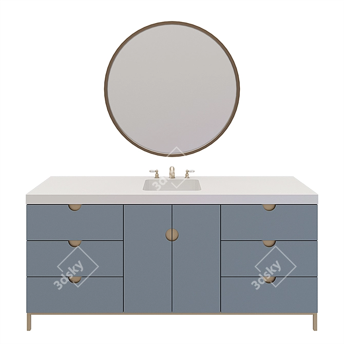 Modern Nightstand Washbasin with Mirror 3D model image 1