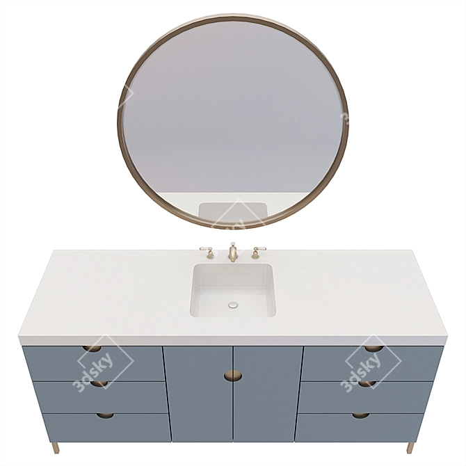 Modern Nightstand Washbasin with Mirror 3D model image 4