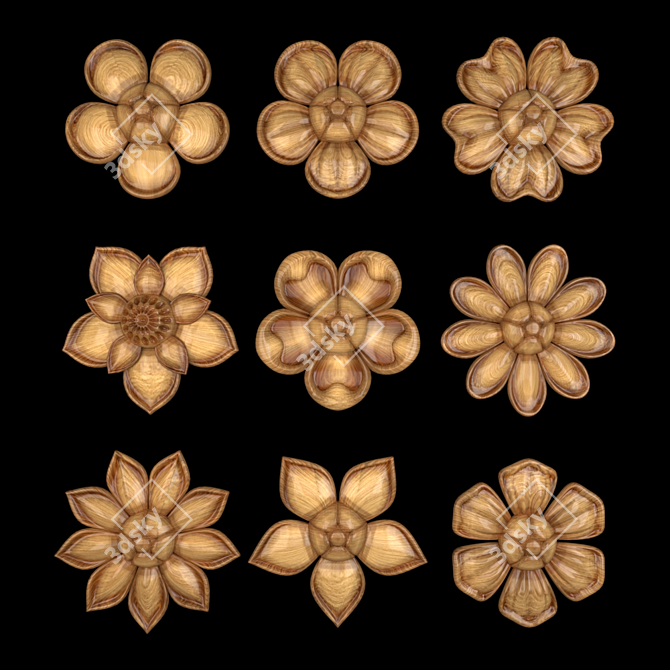 Luxury 3D Flower Ornaments 3D model image 2