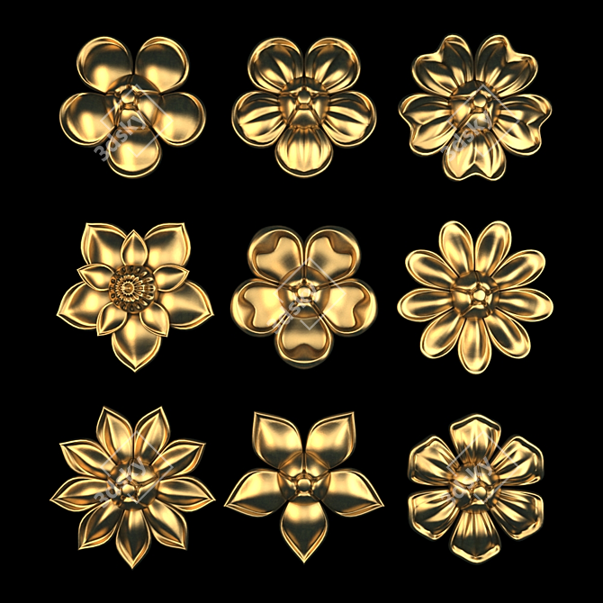 Luxury 3D Flower Ornaments 3D model image 3