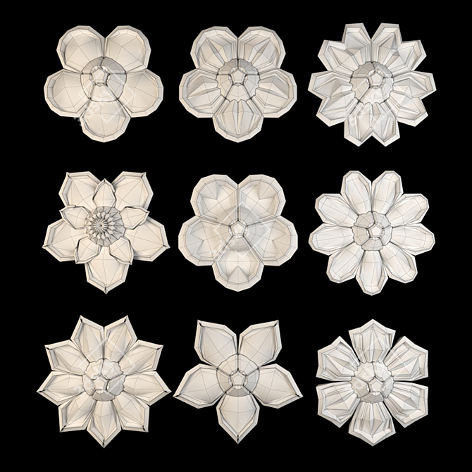 Luxury 3D Flower Ornaments 3D model image 4