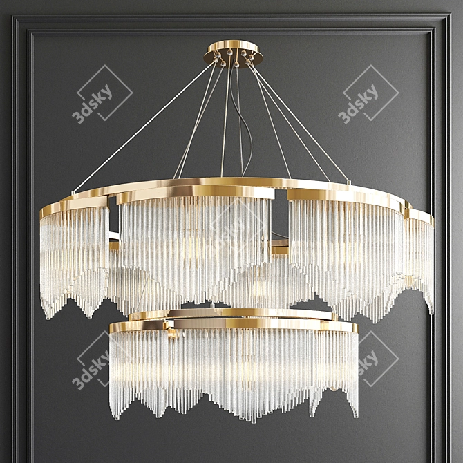 Sleek Glass Chandelier 3D model image 1