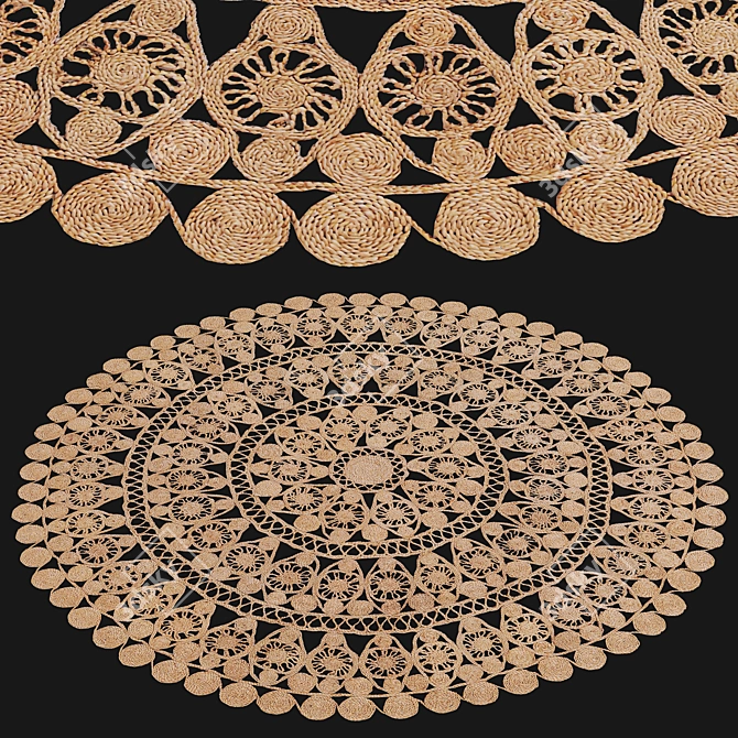 H&M Home Jute Patterned Rug 3D model image 1