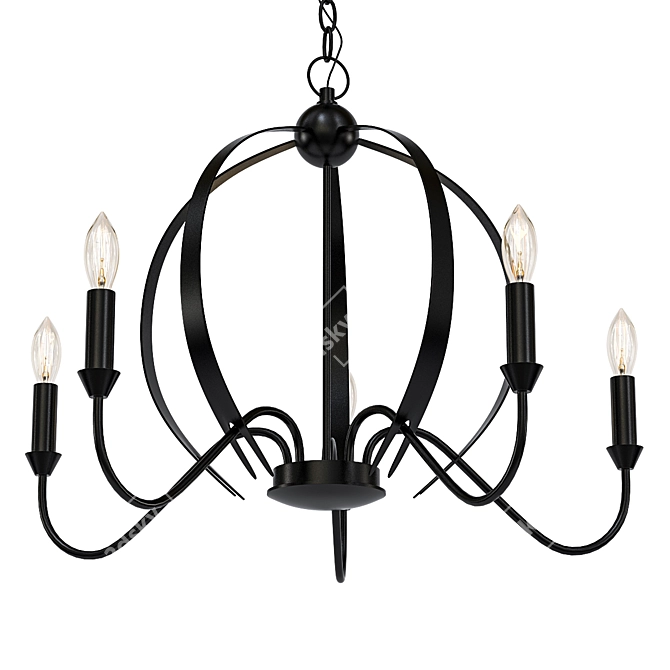 Classic Candle-style Chandelier with Black and Nickel Finish 3D model image 1