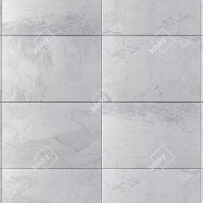 Alda White Stone Wall Tiles 3D model image 2