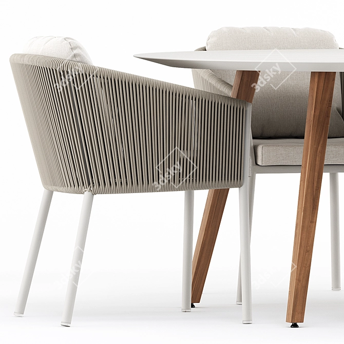 Contemporary OMER Armchair & Link Round Dining Table 3D model image 2